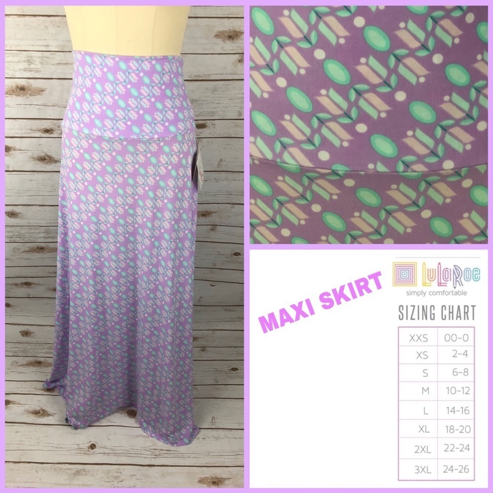 LuLaRoe Lavender & Lt Green Geometric Maxi Skirt